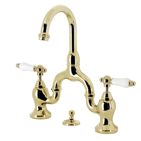 Kingston Brass Bridge Bathroom Faucet with Brass Pop-Up, Polished Brass KS7992PL